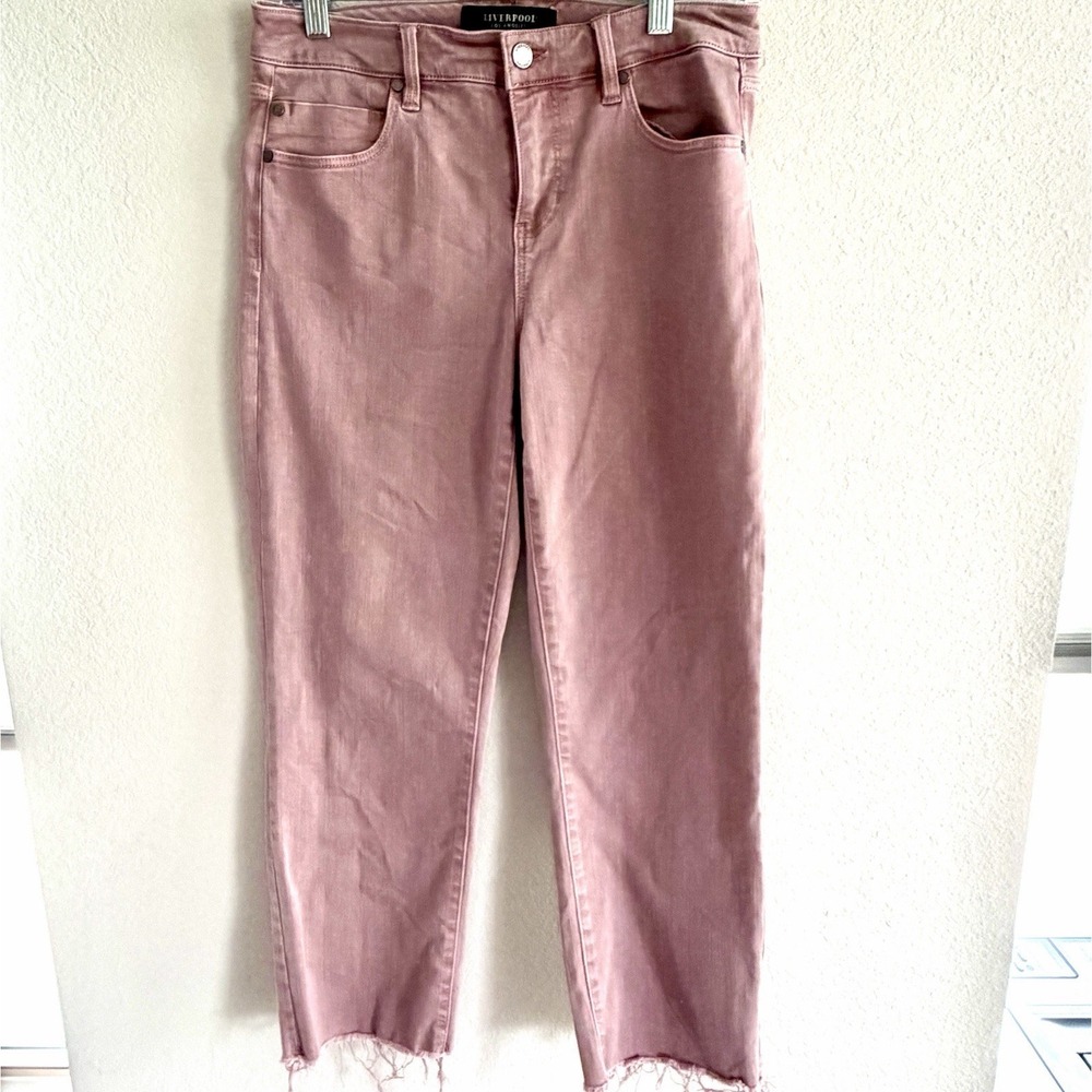 Liverpool Los Angeles Gia Glider Crop Jeans Mauve Pink High Rise Size 6/28